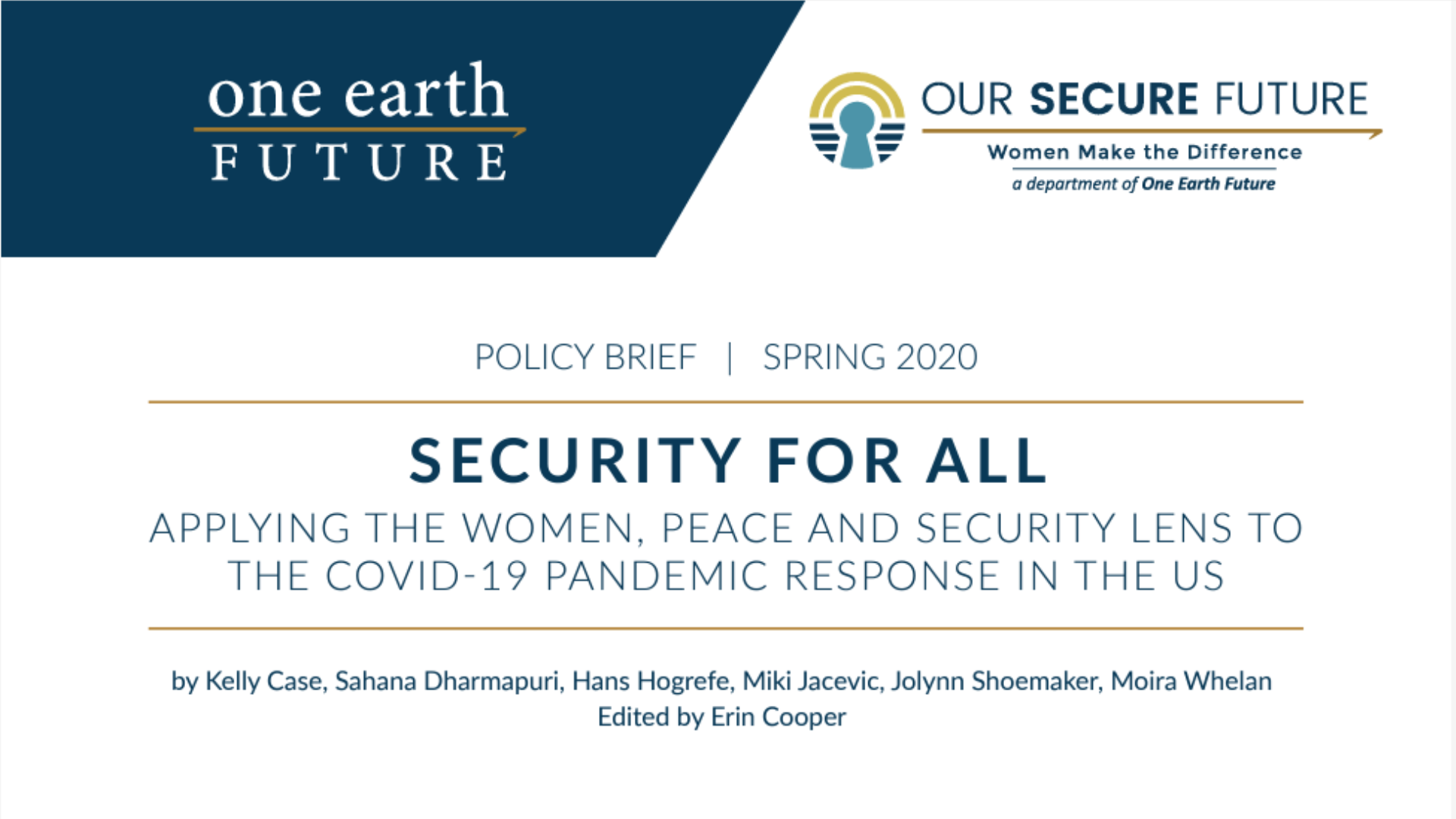 Women, Peace and Security: Lessons for the Fight of Covid-19